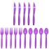 Touch of Color Premium Plastic Cutlery Forks Knives Spoons Pastel Blue Yellow Pink Black Purple Green Disposable Tableware